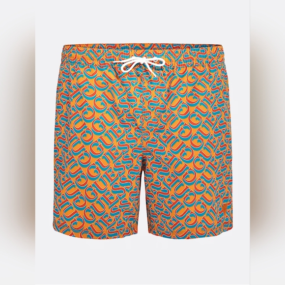 GUESSMen's Logo Print Swim Shorts - Picture 1 of 4